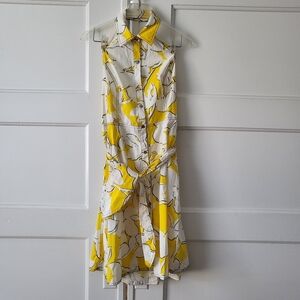 Diane Von Furstenberg Tenner Dress Garden Eden Halter Button Down Size 8